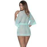 Robe with Lace Trim Turquoise - Sizes S/M to Queen Lingerie & Sexy Apparel